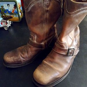 Mens Leather Biker Boots.  Size 10